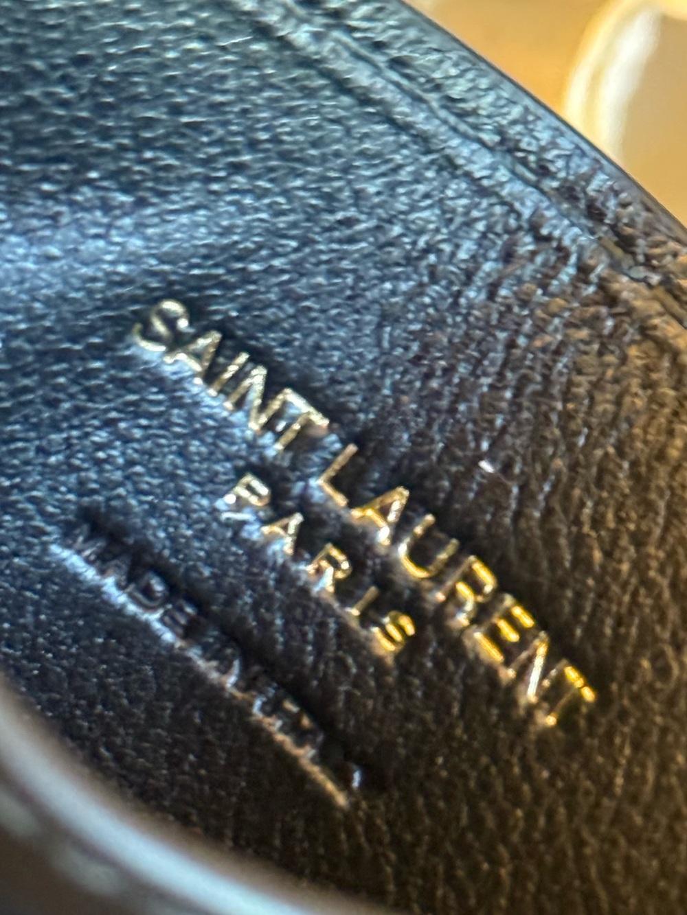 Saint Laurent Joan Black Card Case In Quilted, Chevron Calfskin Leather w/ CoA - Picture 12 of 13